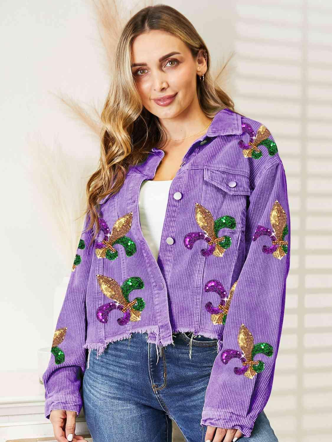 Shine All Day Raw Hem Sequin Jacket-MXSTUDIO.COM