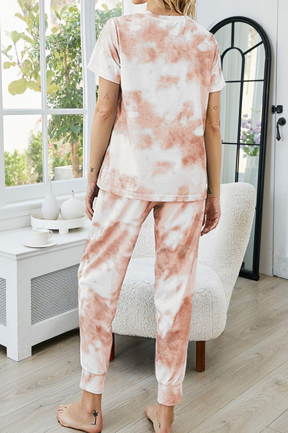 Short Sleeve Top and Pants Tie Dye Lounge Set - MXSTUDIO.COM