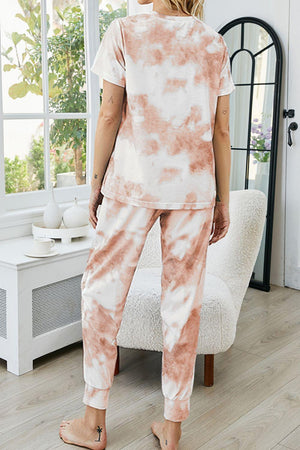 Short Sleeve Top and Pants Tie Dye Lounge Set - MXSTUDIO.COM