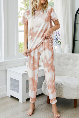 Short Sleeve Top and Pants Tie Dye Lounge Set - MXSTUDIO.COM