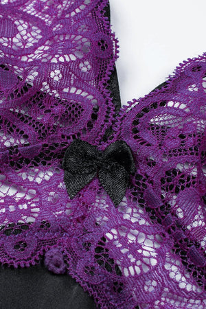 Side Slit Satin Lingerie Babydoll With Thong - MXSTUDIO.COM