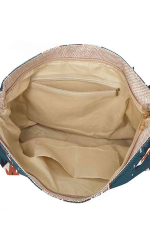 the inside of a purse on a white background