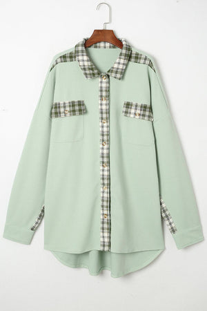 Simple Embrace Button Down Collared Plaid Shacket - MXSTUDIO.COM