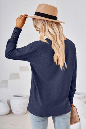 Simple Sophistication V Neck Long Sleeve Top - MXSTUDIO.COM