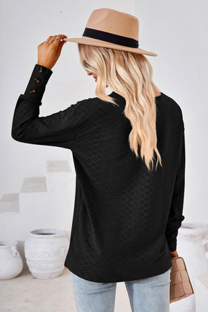 Simple Sophistication V Neck Long Sleeve Top - MXSTUDIO.COM