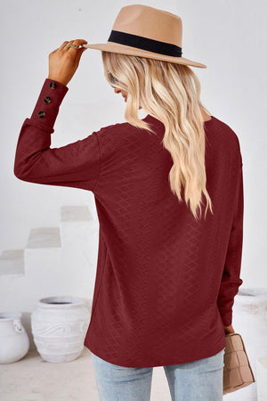 Simple Sophistication V Neck Long Sleeve Top - MXSTUDIO.COM