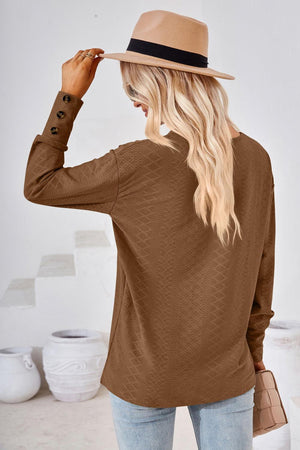 Simple Sophistication V Neck Long Sleeve Top - MXSTUDIO.COM