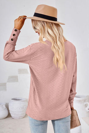Simple Sophistication V Neck Long Sleeve Top - MXSTUDIO.COM