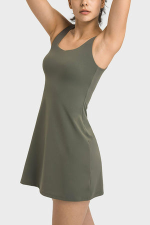 Skin-Like Touch Square Neck Women's Golf Dress - MXSTUDIO.COM