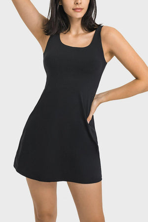 Skin-Like Touch Square Neck Women's Golf Dress - MXSTUDIO.COM
