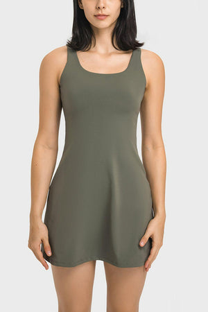 Skin-Like Touch Square Neck Women's Golf Dress - MXSTUDIO.COM