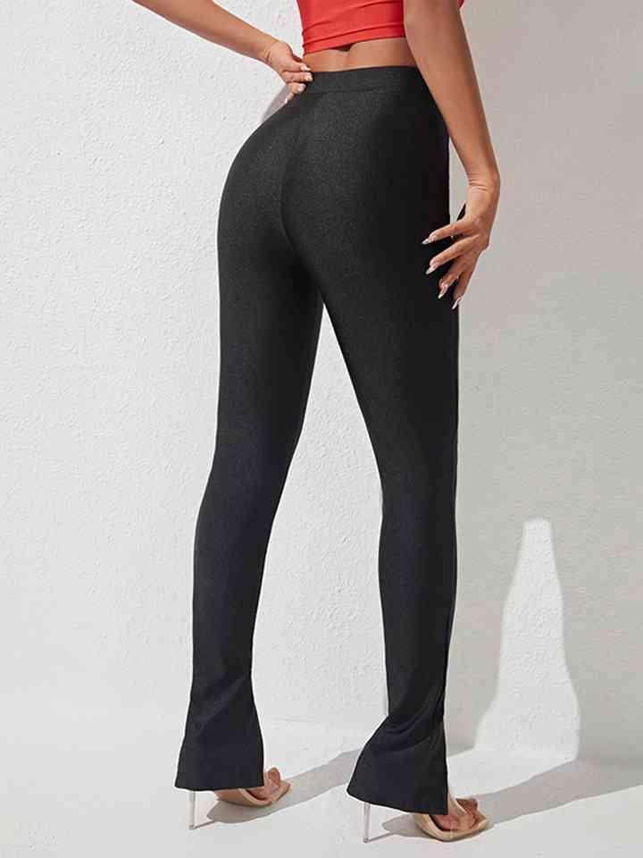 Sleek Chic Slit High Waisted Skinny Pants - MXSTUDIO.COM
