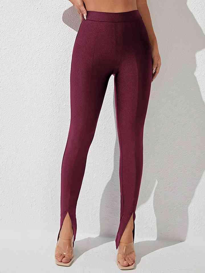 Sleek Chic Slit High Waisted Skinny Pants - MXSTUDIO.COM