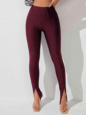Sleek Chic Slit High Waisted Skinny Pants - MXSTUDIO.COM