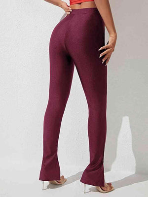 Sleek Chic Slit High Waisted Skinny Pants - MXSTUDIO.COM