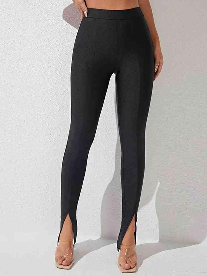Sleek Chic Slit High Waisted Skinny Pants - MXSTUDIO.COM
