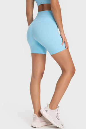 Sleek Wide Waistband Spandex Biker Shorts - MXSTUDIO.COM