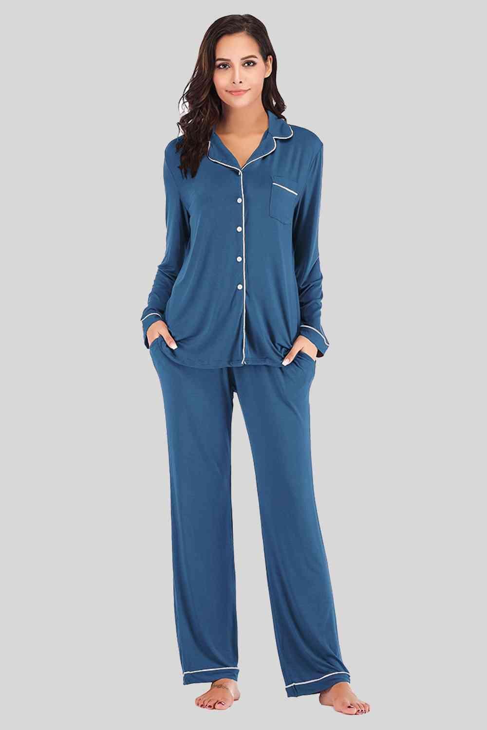 Sleep Well Long Sleeve Top and Pants Loungewear Set - MXSTUDIO.COM