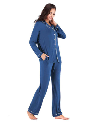 Sleep Well Long Sleeve Top and Pants Loungewear Set - MXSTUDIO.COM