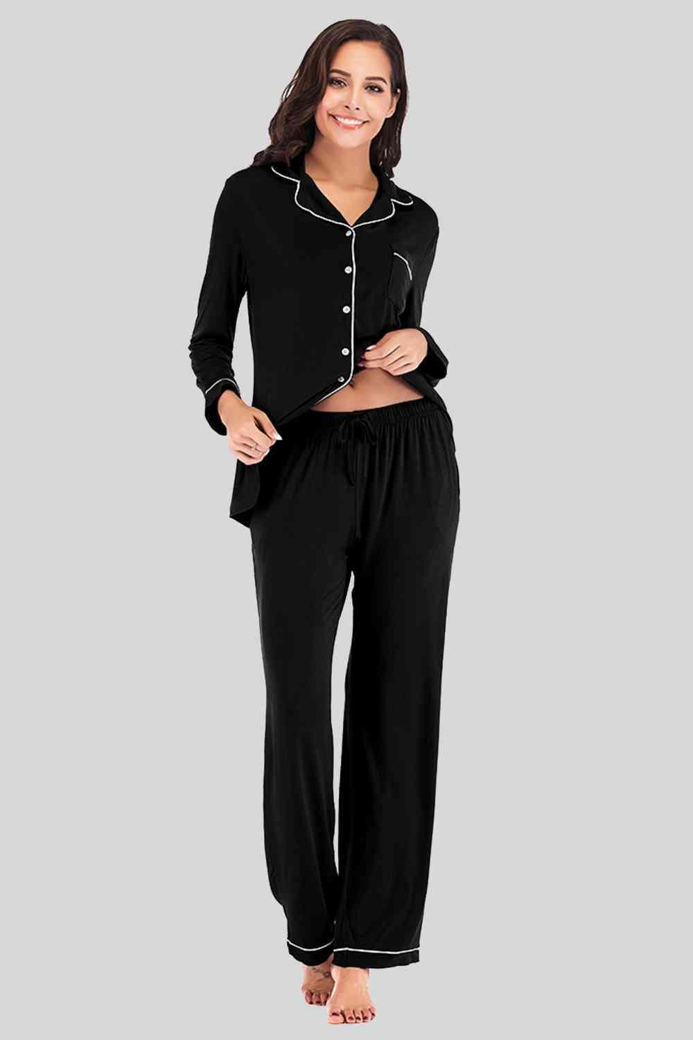 Sleep Well Long Sleeve Top and Pants Loungewear Set - MXSTUDIO.COM