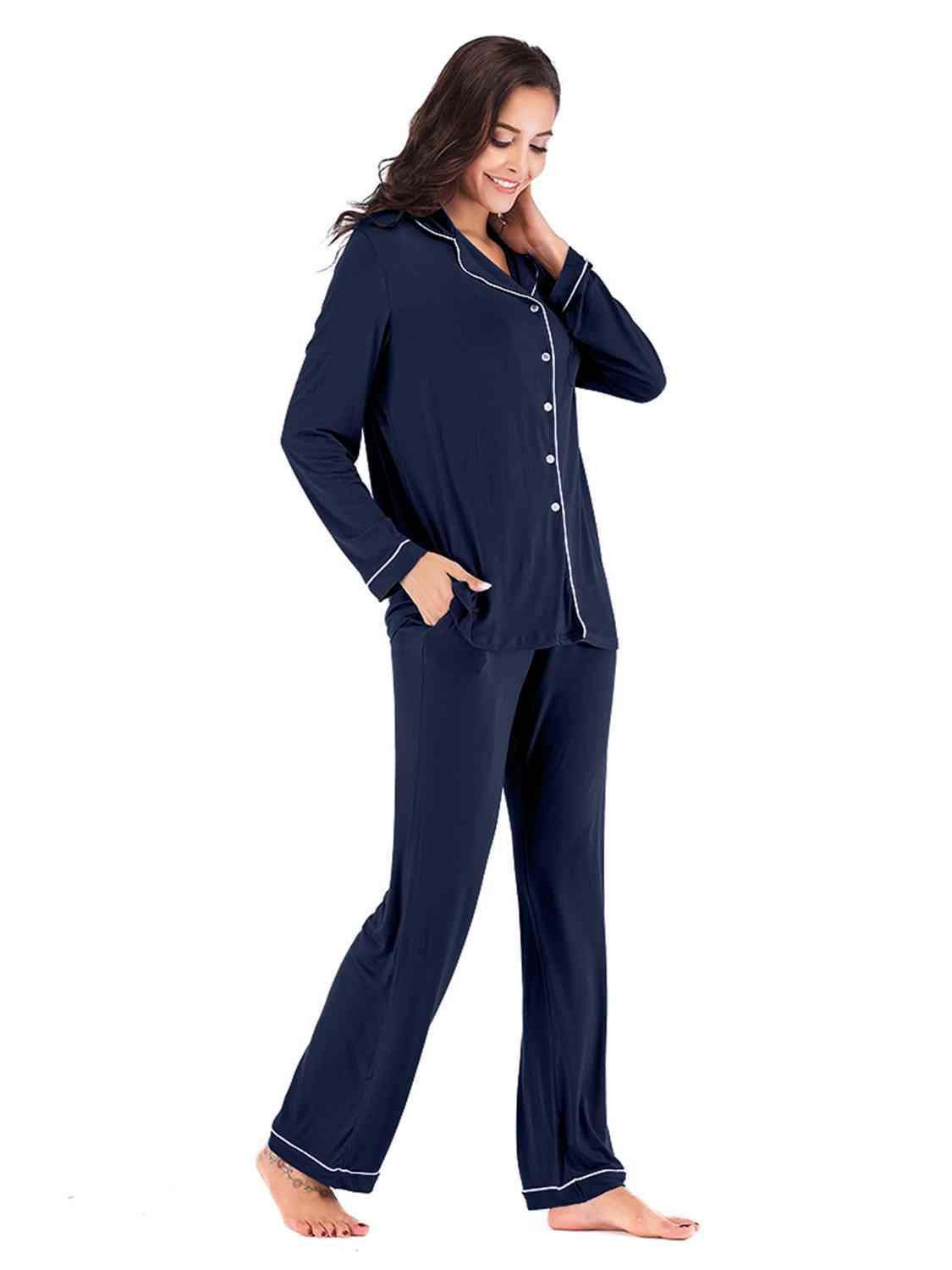 Sleep Well Long Sleeve Top and Pants Loungewear Set - MXSTUDIO.COM
