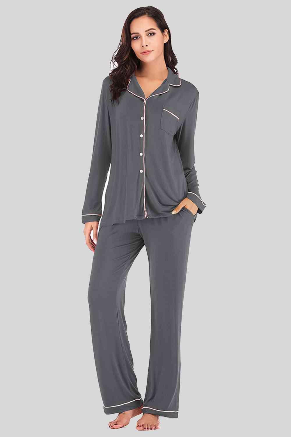 Sleep Well Long Sleeve Top and Pants Loungewear Set - MXSTUDIO.COM