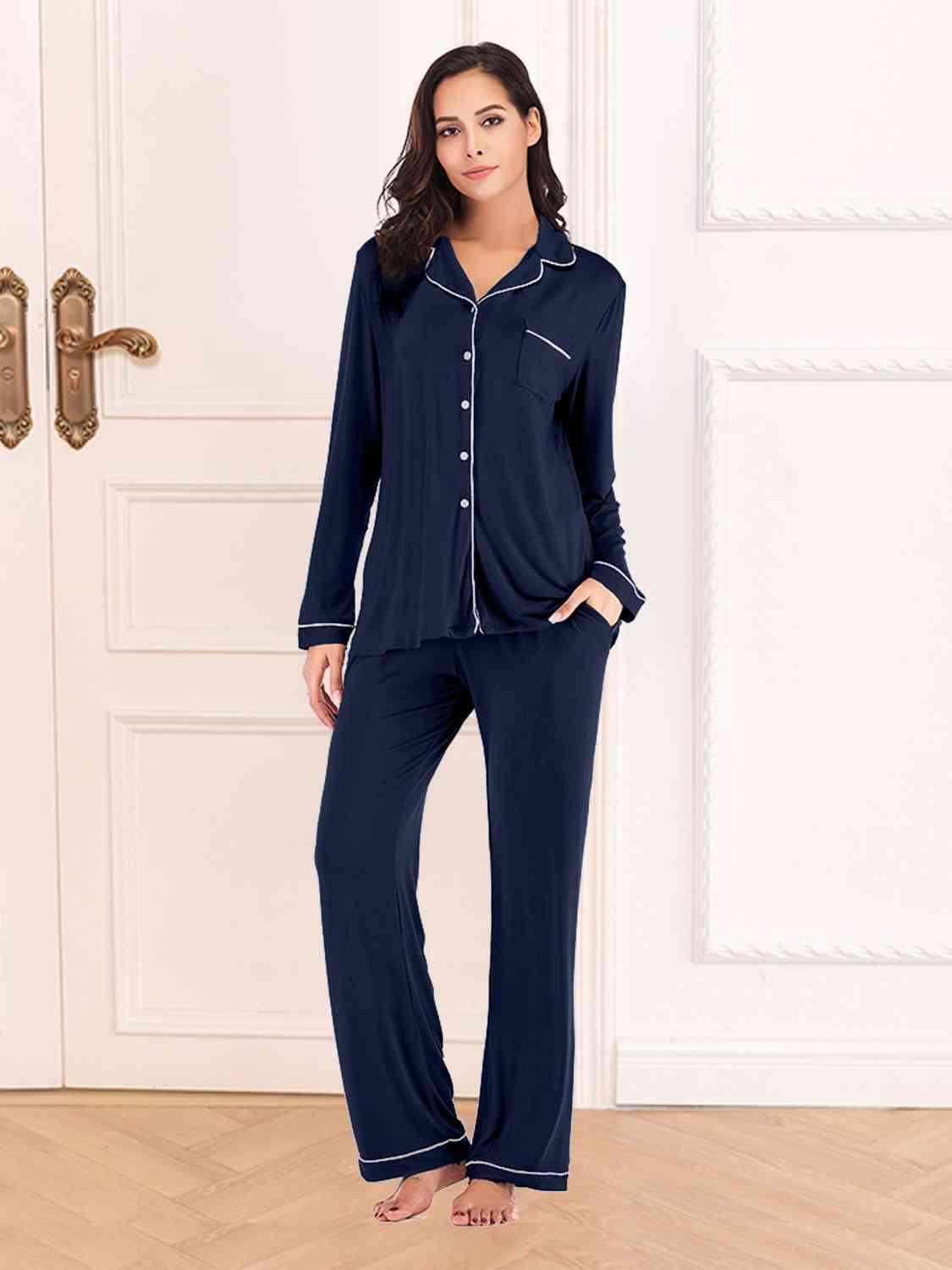 Sleep Well Long Sleeve Top and Pants Loungewear Set - MXSTUDIO.COM