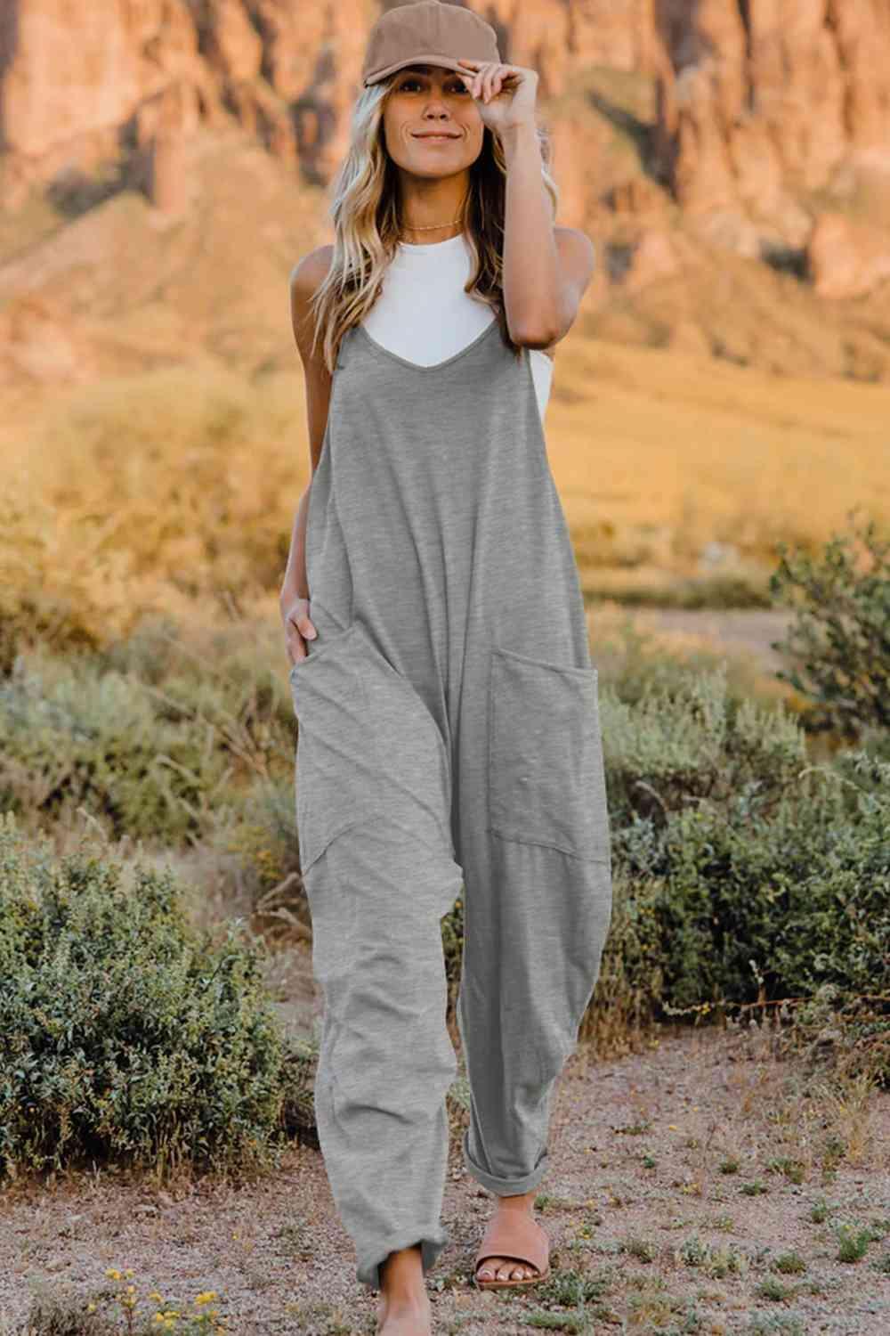 Slightly Stretch V-Neck Tapered Overalls - MXSTUDIO.COM