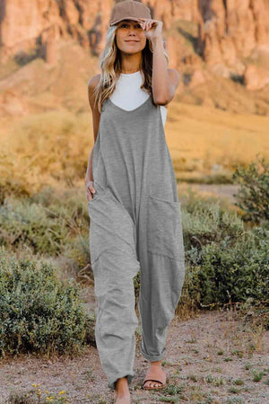 Slightly Stretch V-Neck Tapered Overalls - MXSTUDIO.COM