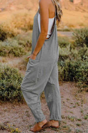 Slightly Stretch V-Neck Tapered Overalls - MXSTUDIO.COM