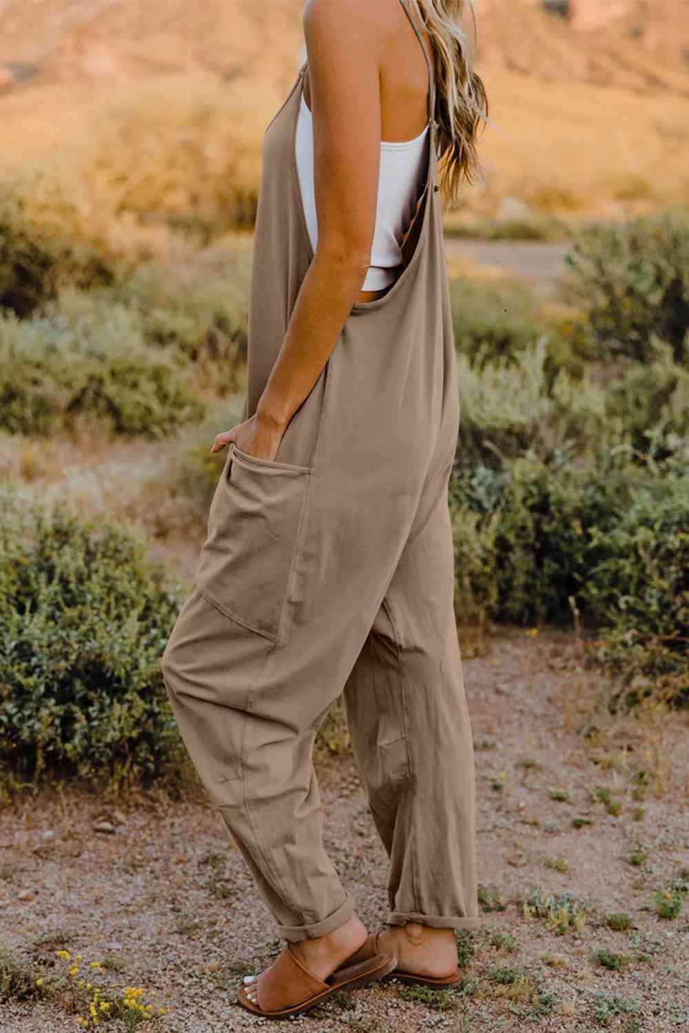 Slightly Stretch V-Neck Tapered Overalls - MXSTUDIO.COM