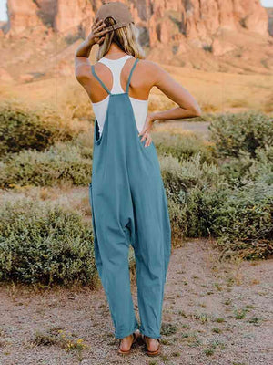 Slightly Stretch V-Neck Tapered Overalls - MXSTUDIO.COM