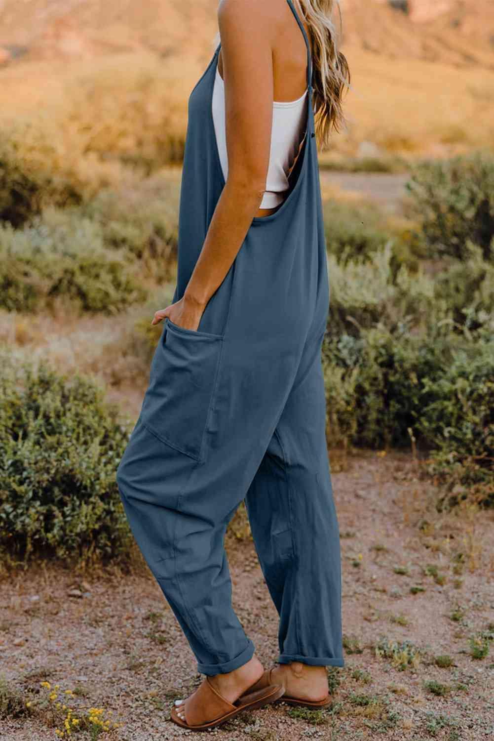 Slightly Stretch V-Neck Tapered Overalls - MXSTUDIO.COM