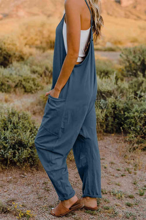 Slightly Stretch V-Neck Tapered Overalls - MXSTUDIO.COM