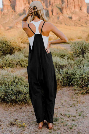 Slightly Stretch V-Neck Tapered Overalls - MXSTUDIO.COM