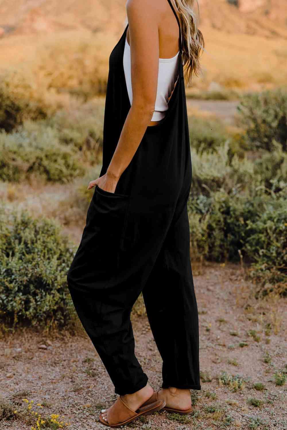 Slightly Stretch V-Neck Tapered Overalls - MXSTUDIO.COM