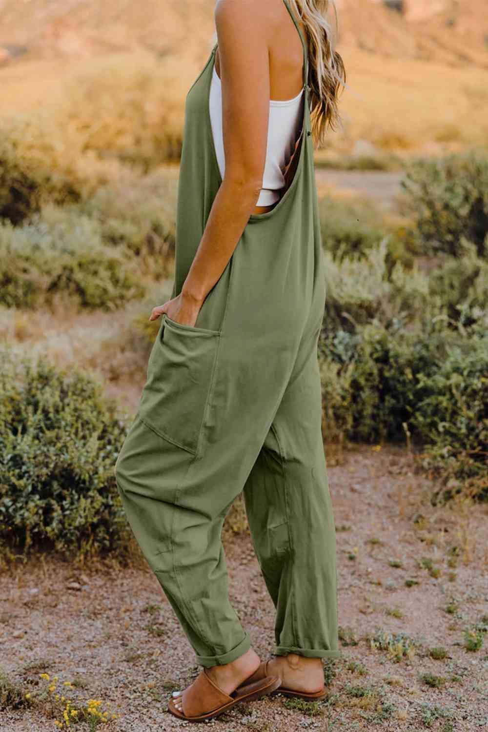 Slightly Stretch V-Neck Tapered Overalls - MXSTUDIO.COM