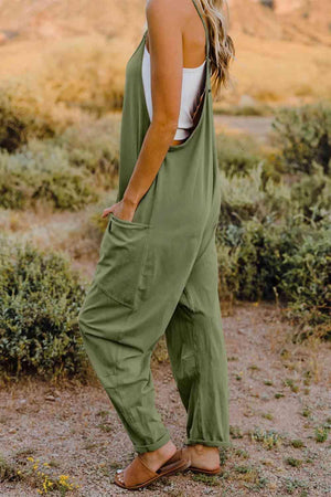 Slightly Stretch V-Neck Tapered Overalls - MXSTUDIO.COM