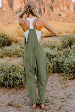 Slightly Stretch V-Neck Tapered Overalls - MXSTUDIO.COM