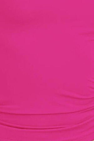 a close up of a woman wearing a pink skirt