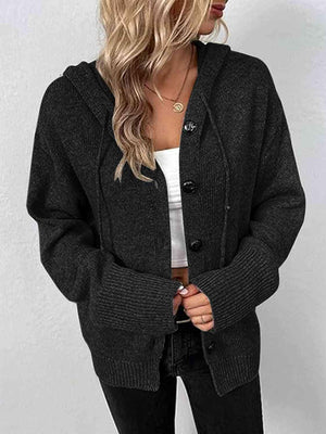 Snug All Day Button Down Hooded Knitted Cardigan-MXSTUDIO.COM