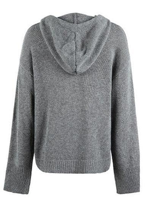 a gray sweater with a hoodie on it