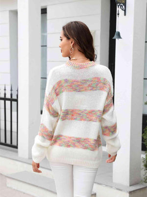 Snug In Style Striped Cable Knit Sweater - MXSTUDIO.COM