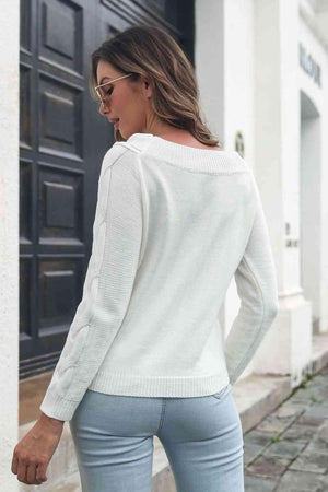 Snuggly Chic Boat Neck Knit Sweater - MXSTUDIO.COM