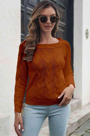 Snuggly Chic Boat Neck Knit Sweater - MXSTUDIO.COM