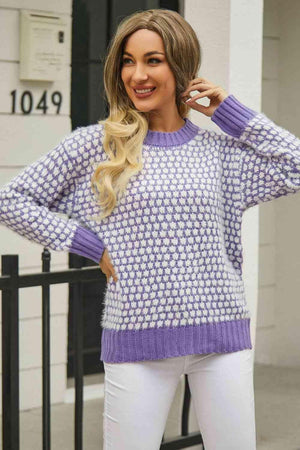 Snuggly Chic Crew Neck Long Sleeve Sweater - MXSTUDIO.COM