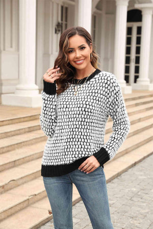 Snuggly Chic Crew Neck Long Sleeve Sweater - MXSTUDIO.COM