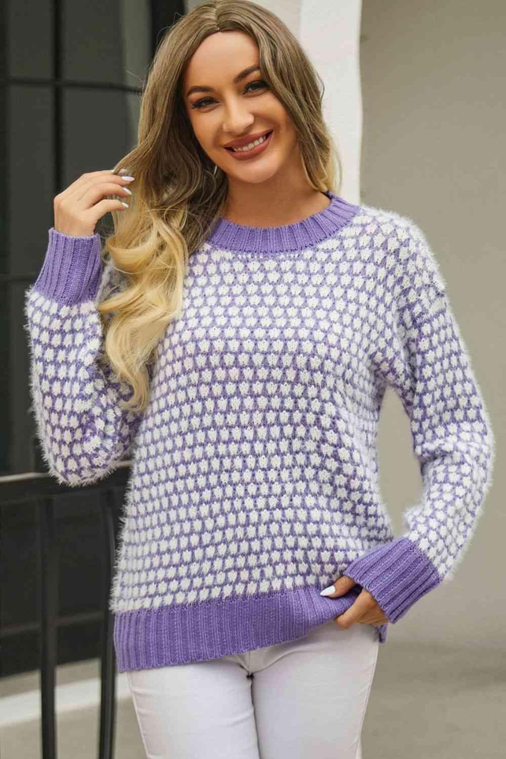 Snuggly Chic Crew Neck Long Sleeve Sweater - MXSTUDIO.COM