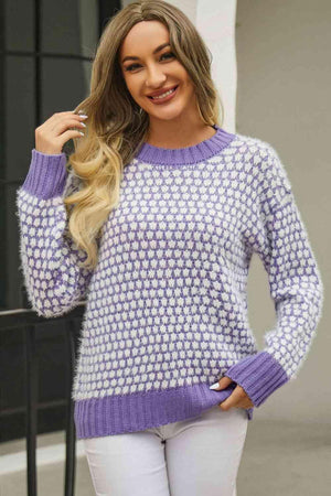 Snuggly Chic Crew Neck Long Sleeve Sweater - MXSTUDIO.COM