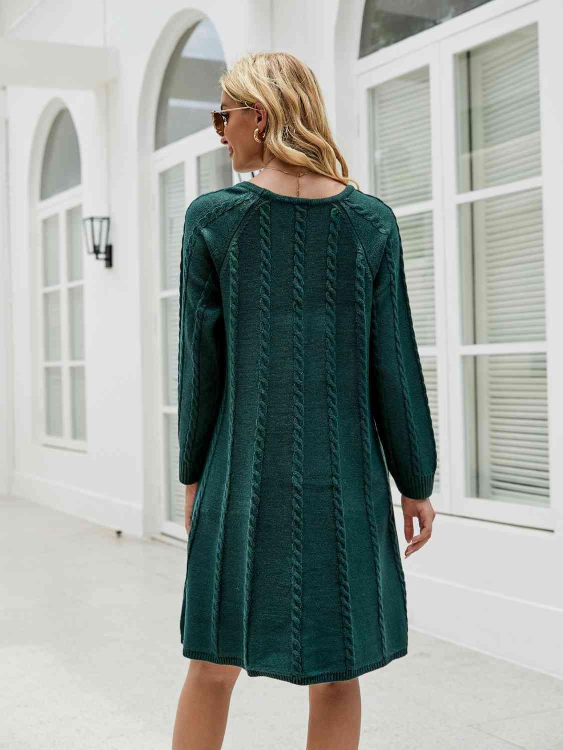 Snuggly Fashionista Cable Knit Sweater Dress - MXSTUDIO.COM